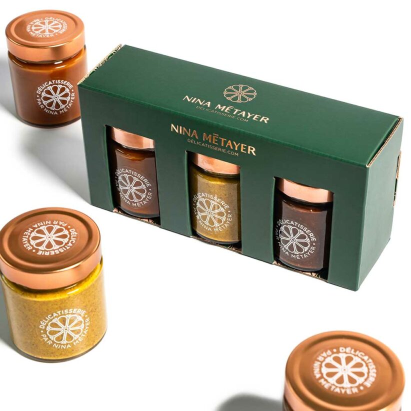 Coffret de trois pots de pates à tartiner par Nina Métayer